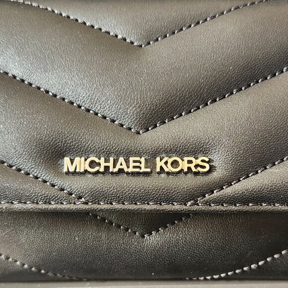 Michael Kors NWT Jet Set Travel Leather Quilted Large Trifold Wallet (Black) - Picture 2 of 12